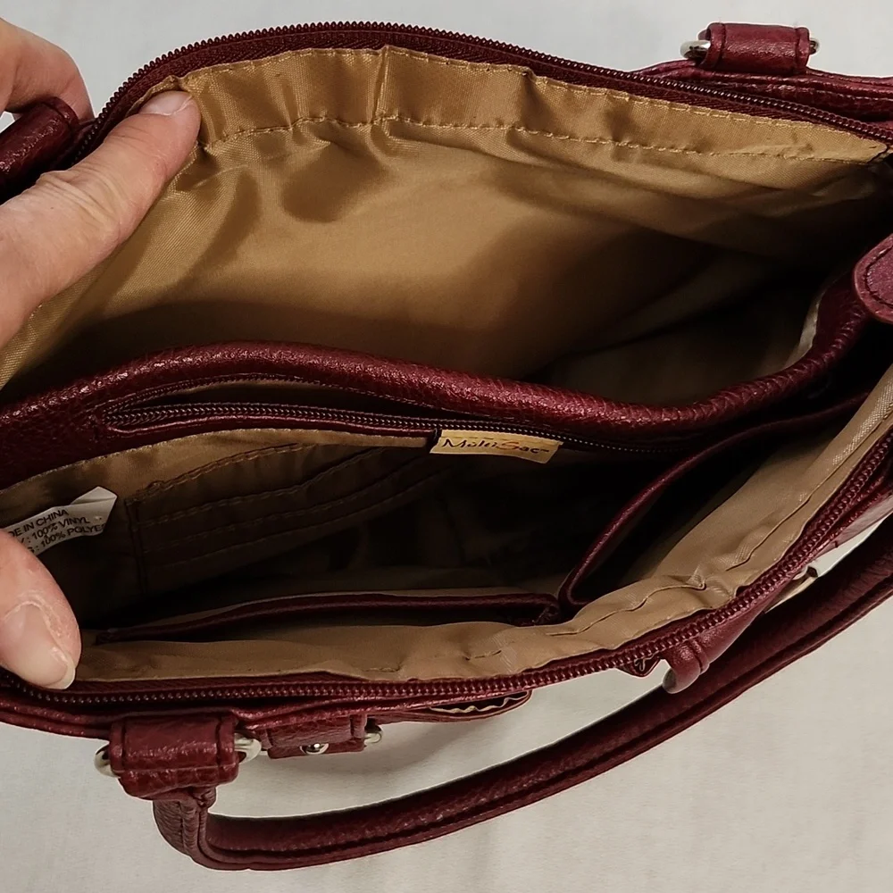 MultiSac Burgundy Handbag W/ Two Black Hobo Bags
